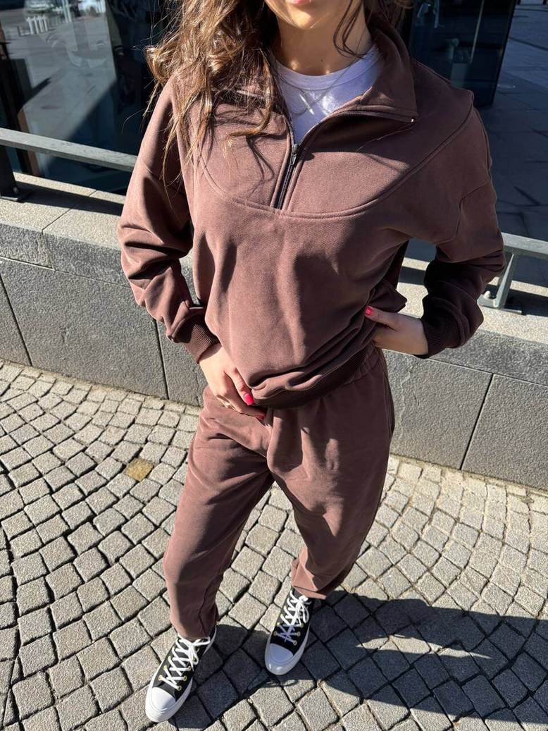 Костюм кофта спорт поло та штани спорт джогери шоколад, фото 3